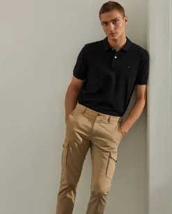 Calças regular fit chino de algodão stretch
