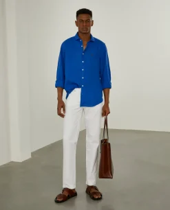 Calças regular fit com cinco bolsos