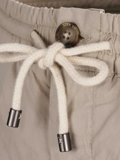 Calças regular fit de algodão com cordão