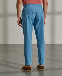 Calças regular fit de algodão com cordão