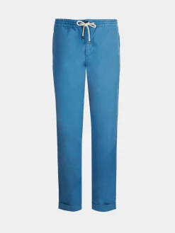 Calças regular fit de algodão com cordão