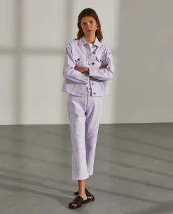 Calças regular fit denim com monogramas