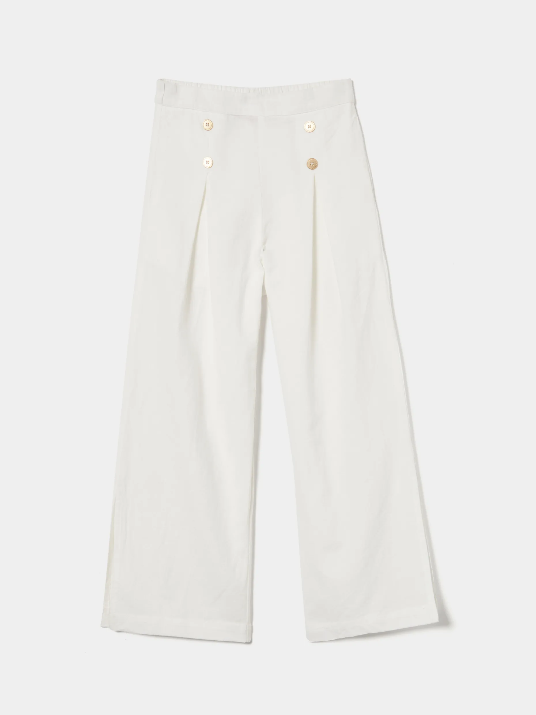 Calças regular fit em algodão e linho