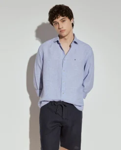 Calções bermuda 100% linho com cordão