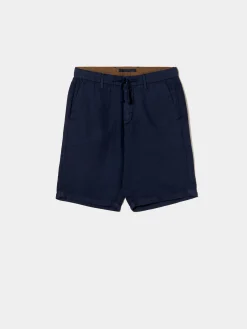 Calções bermuda 100% linho com cordão