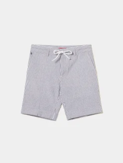 Calções bermuda às riscas com cordão