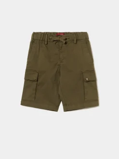 Calções cargo de sarja com cordão