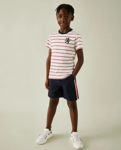 Calções de malha com riscas em contraste