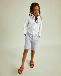 Calções de riscas em popelina