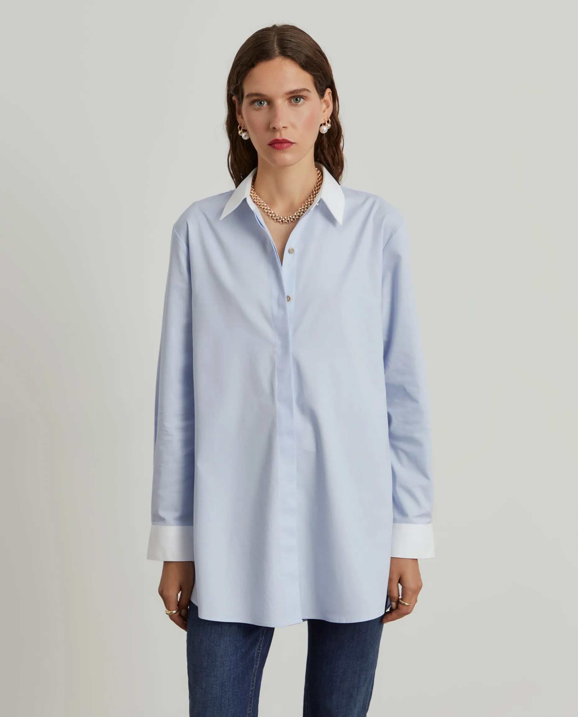 Camisa de algodão color block