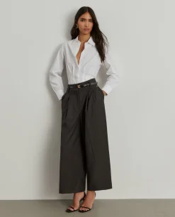 Camisa de algodão com pregas na cintura