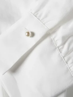 Camisa de algodão com pregas na cintura