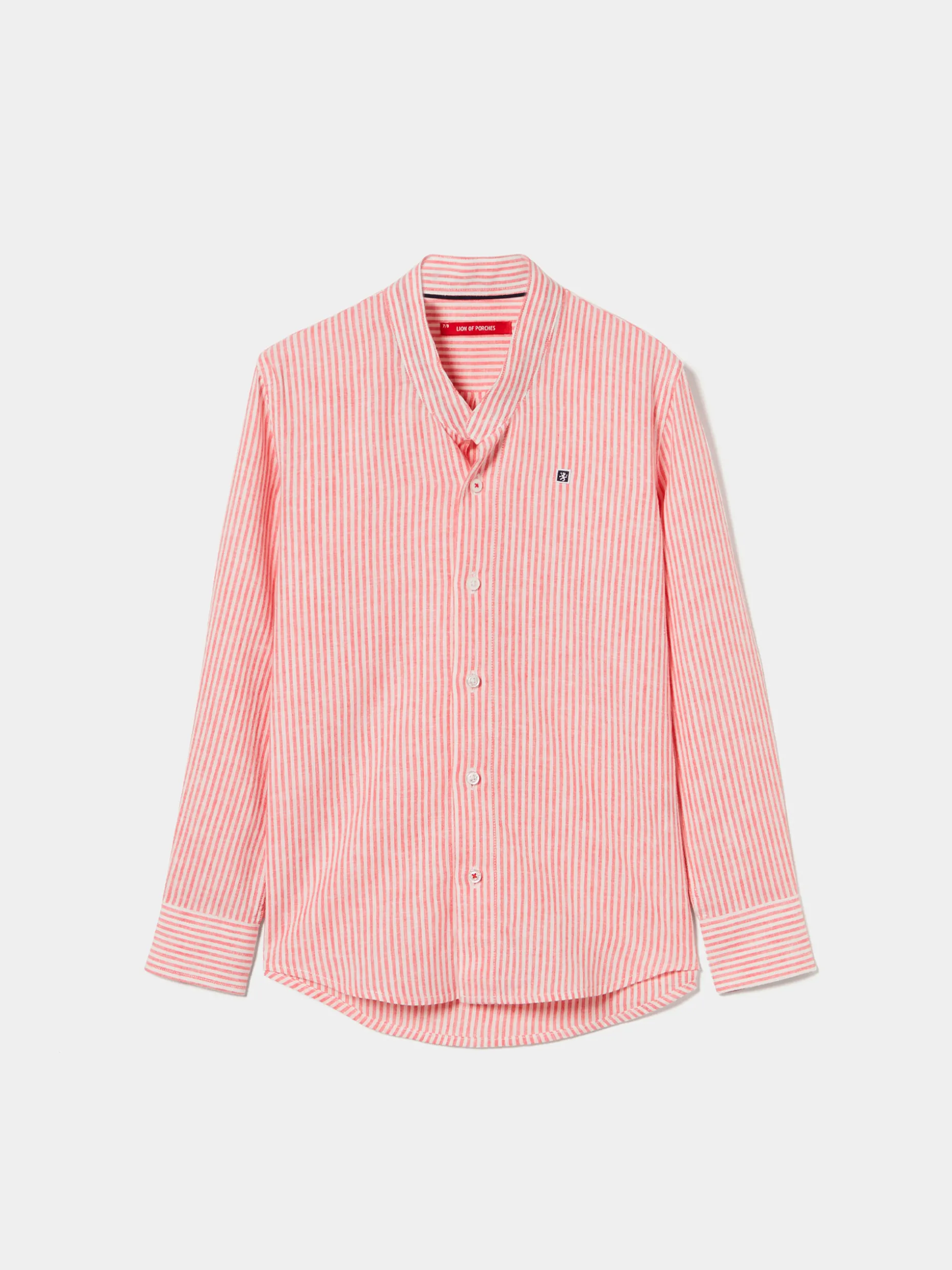 Camisa de riscas com gola mandarim