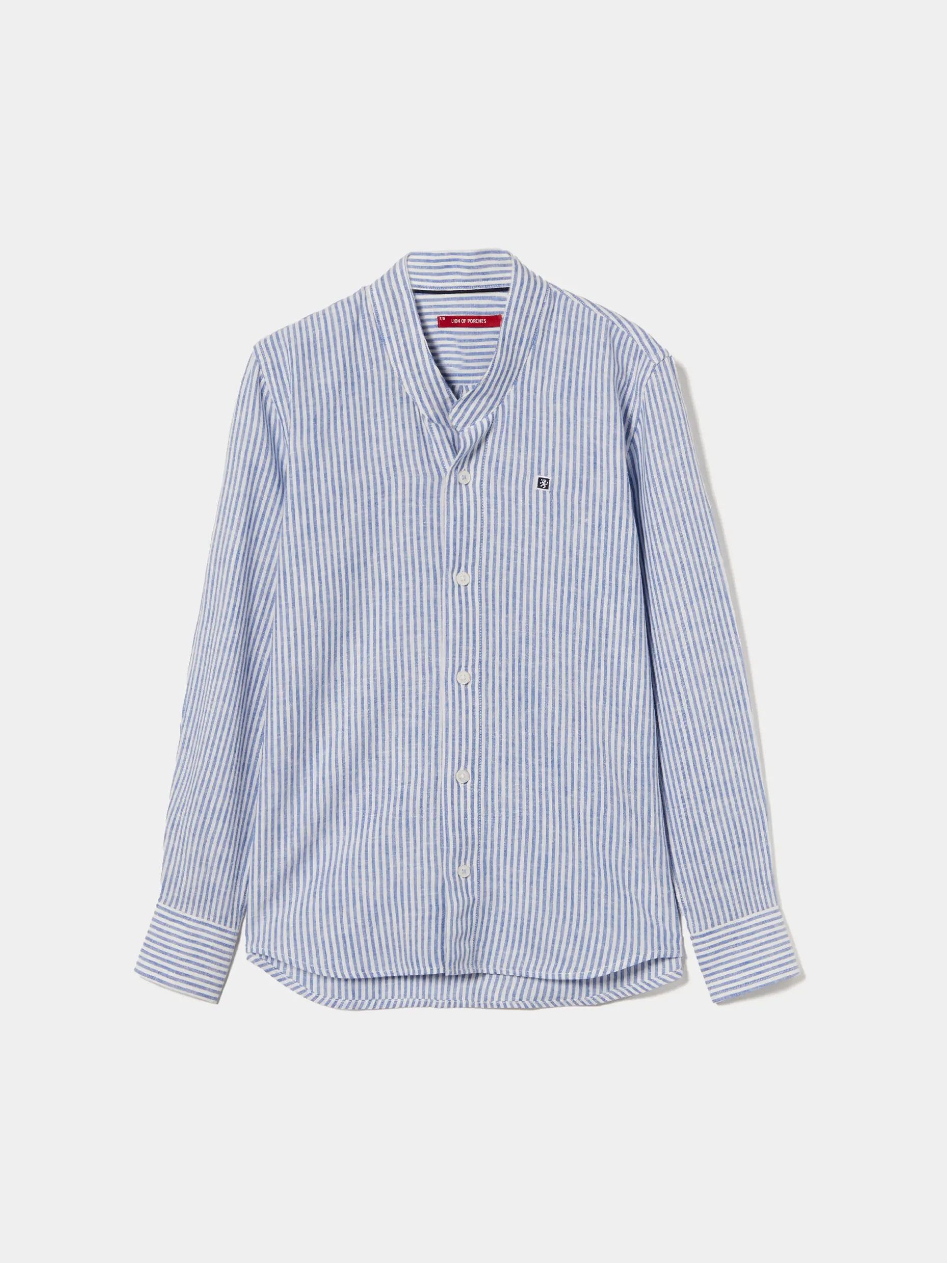 Camisa de riscas com gola mandarim