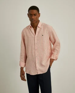 Camisa de riscas em linho