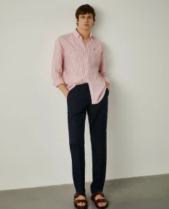 Camisa de riscas em linho