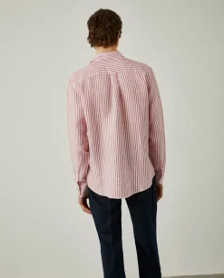 Camisa de riscas em linho