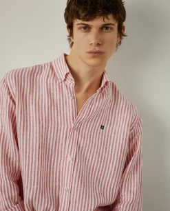 Camisa de riscas em linho