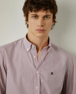 Camisa de riscas regular fit em popelina