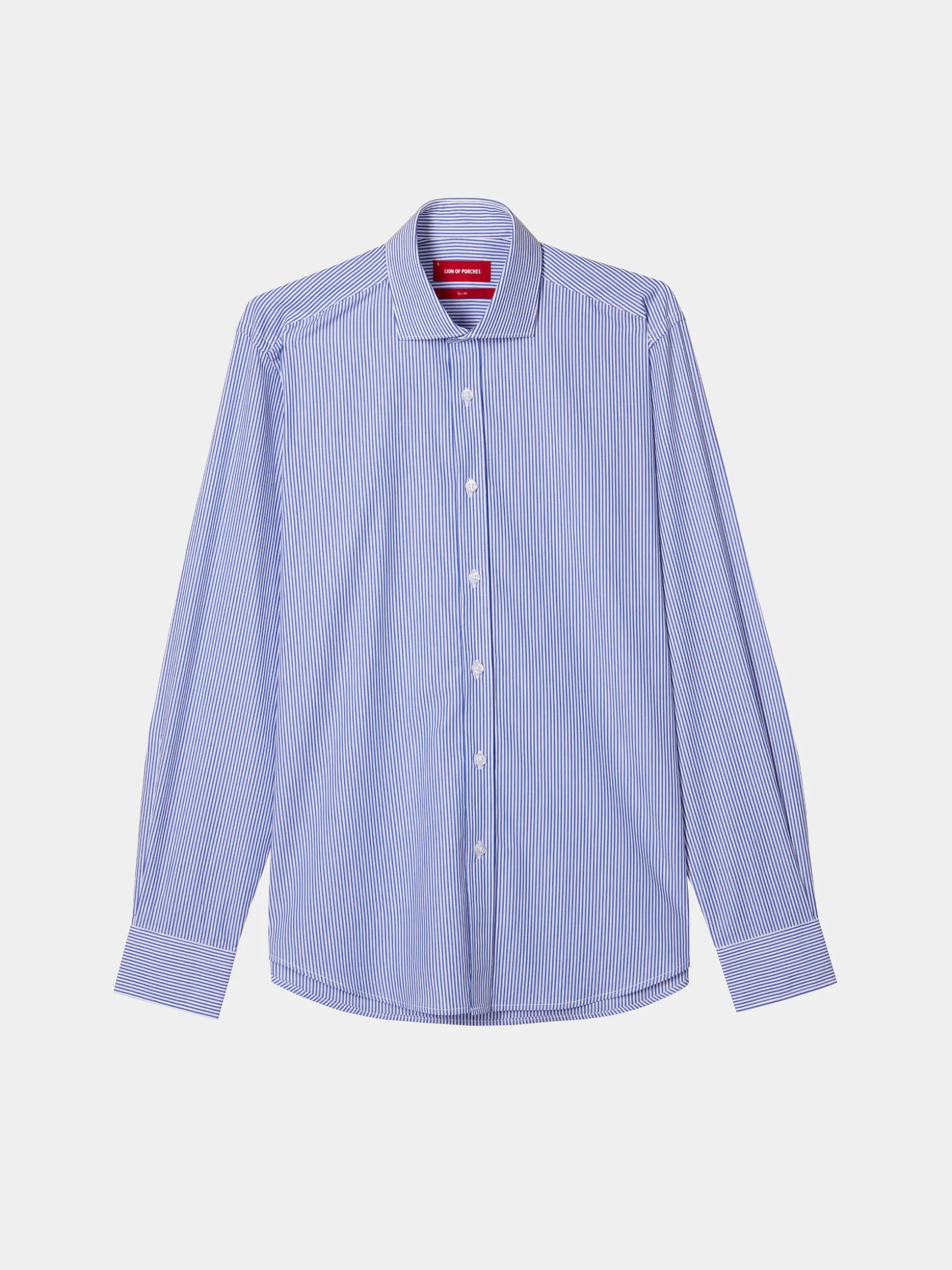 Camisa de riscas slim fit em popelina