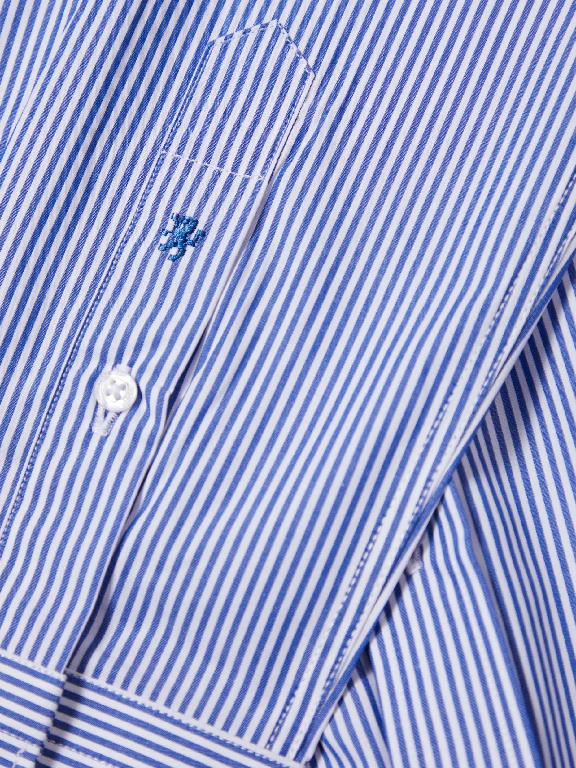 Camisa de riscas slim fit em popelina