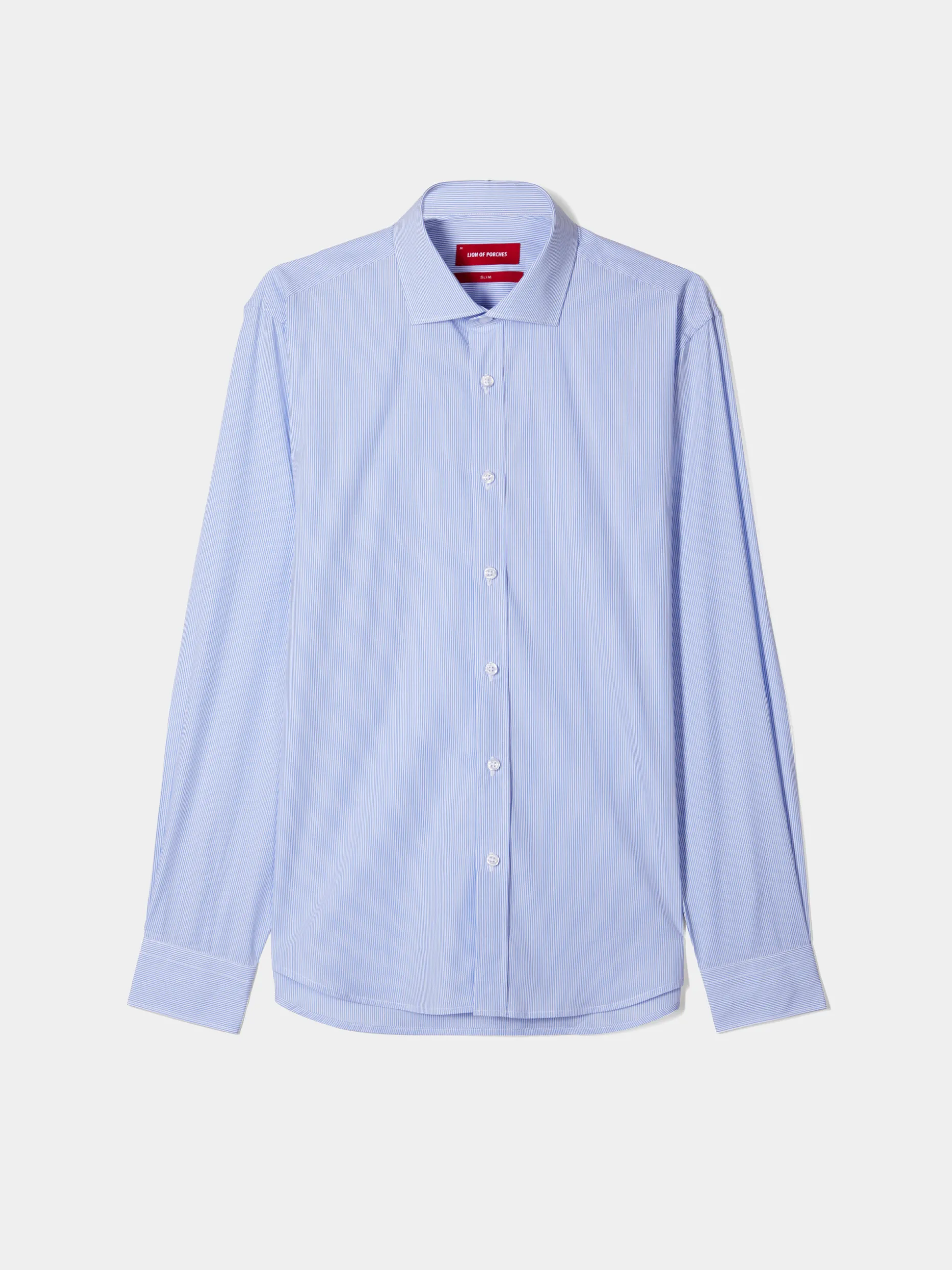 Camisa de riscas slim fit em popelina