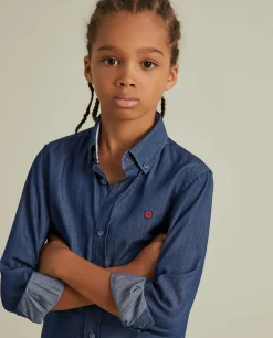 Camisa denim de algodão