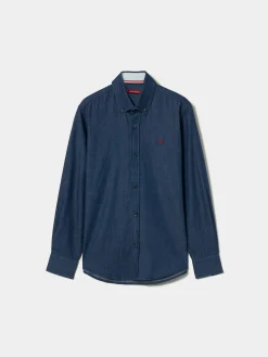 Camisa denim de algodão