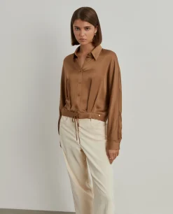 Camisa fluida acetinada