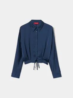 Camisa fluida acetinada