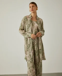 Camisa longa oversize com padrão abstrato