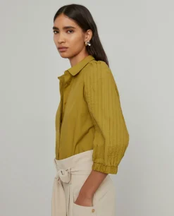 Camisa manga abalonada com nervuras