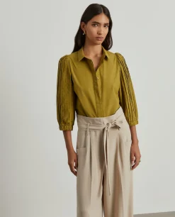 Camisa manga abalonada com nervuras