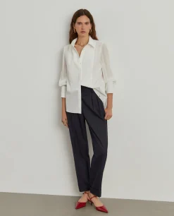 Camisa mangas transparentes em liocel e algodão