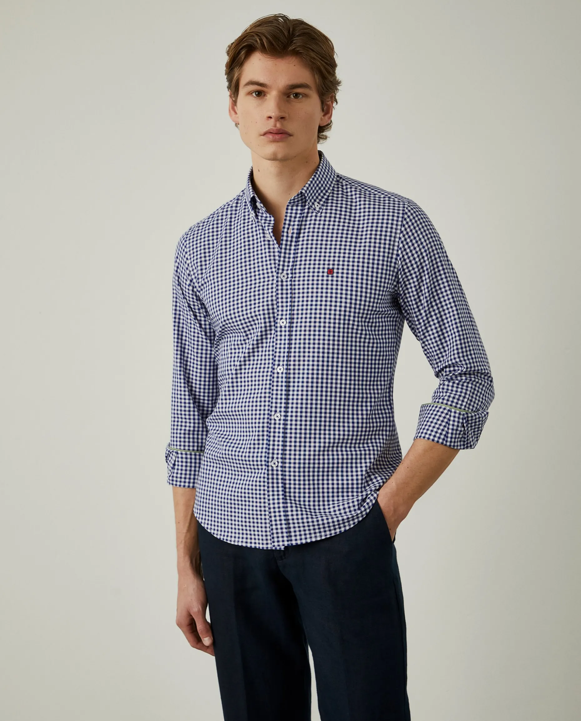 Camisa oxford aos quadrados slim fit