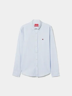 Camisa oxford regular fit com padrão de riscas