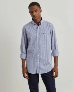 Camisa para homem regular fit de algodão com riscas