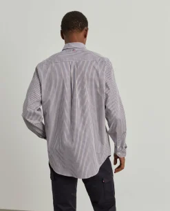 Camisa para homem regular fit de algodão com riscas