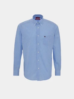 Camisa para homem regular fit de algodão com padrão de xadrez