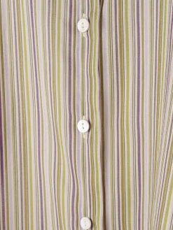 Camisa para mulher de algodão comprida com padrão de riscas