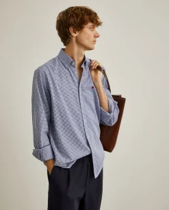 Camisa regular fit com padrão de quadrados