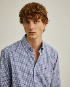 Camisa regular fit com padrão de quadrados