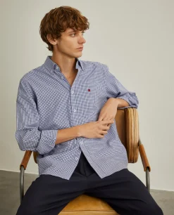 Camisa regular fit com padrão de quadrados