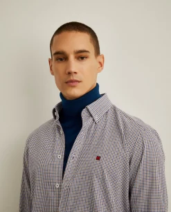 Camisa regular fit com padrão de quadrados