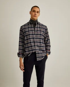 Camisa regular fit com padrão de xadrez