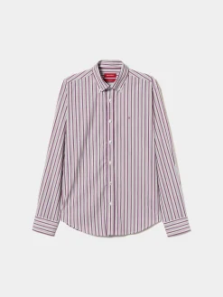 Camisa regular fit com padrão de riscas