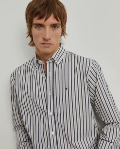 Camisa regular fit com padrão de riscas