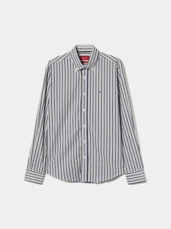 Camisa regular fit com padrão de riscas