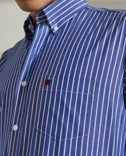 Camisa regular fit de algodão com padrão de riscas