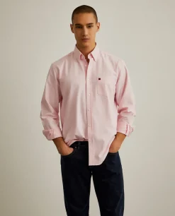 Camisa regular fit de algodão em cor lisa